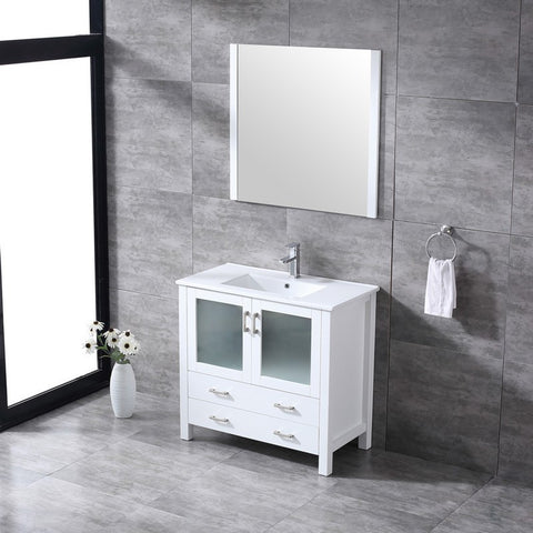 Image of Volez 36" White Single Vanity Set, Integrated Top | LV341836SAESM34F