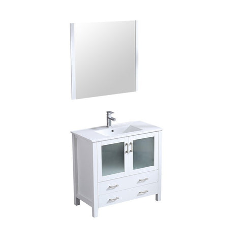 Image of Volez 36" White Single Vanity Set, Integrated Top | LV341836SAESM34F