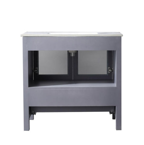 Image of Volez 36" Dark Grey Single Vanity Set, Integrated Top | LV341836SBESM34F