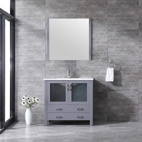 Image of Volez 36" Dark Grey Single Vanity Set, Integrated Top | LV341836SBESM34F
