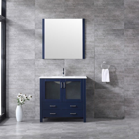 Image of Volez 36" Navy Blue Single Vanity Set, Integrated Top | LV341836SEESM34F