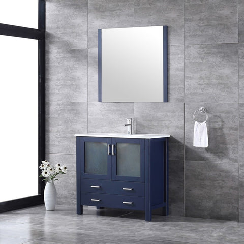 Image of Volez 36" Navy Blue Single Vanity Set, Integrated Top | LV341836SEESM34F