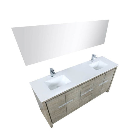 Image of Lexora Lafarre Contemporary 72" Rustic Acacia Double Sink Bathroom Vanity Set w/ Labaro Brushed Nickel Faucet | LLF72DKSODM70FBN