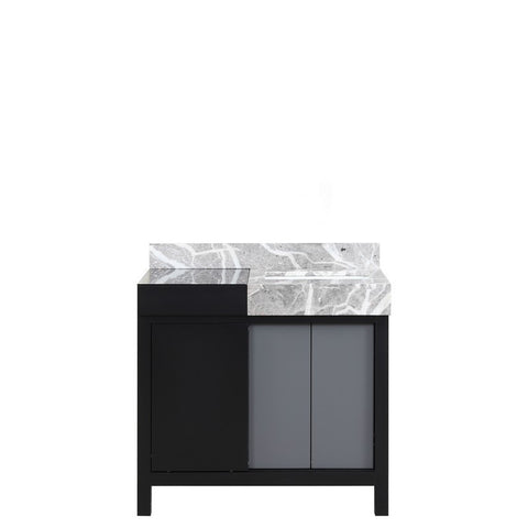 Image of Zilara 36" Black and Grey Vanity, Castle Grey Marble Top | LZ342236SLIS000