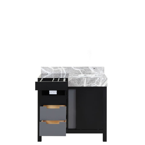 Image of Zilara 36" Black and Grey Vanity, Castle Grey Marble Top | LZ342236SLIS000