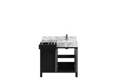 Image of Zilara 36" Black and Grey Vanity, Castle Grey Marble Top, and Monte Chrome Faucet Set | LZ342236SLISFMC