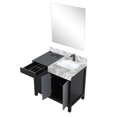Image of Zilara 36" Black and Grey Vanity Set, Marble Top, Balzani Gun Metal Faucet Set | LZ342236SLISM30FBG