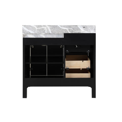 Image of Zilara 36" Black and Grey Vanity Set, Marble Top, Balzani Gun Metal Faucet Set | LZ342236SLISM30FBG