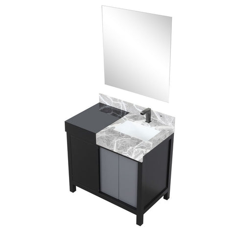 Image of Zilara 36" Black and Grey Vanity Set, Marble Top, Balzani Gun Metal Faucet Set | LZ342236SLISM30FBG