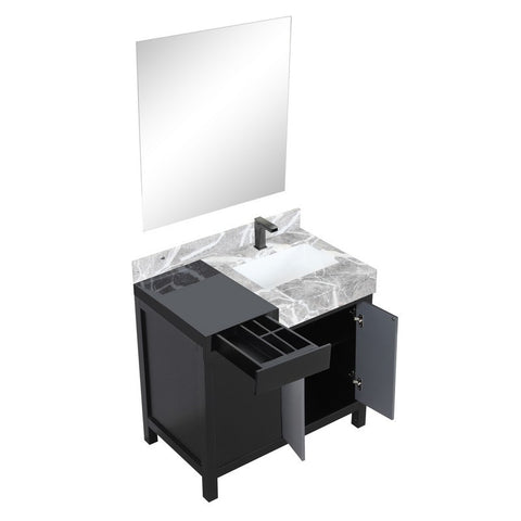 Image of Zilara 36" Black and Grey Vanity Set, Marble Top, Balzani Gun Metal Faucet Set | LZ342236SLISM30FBG