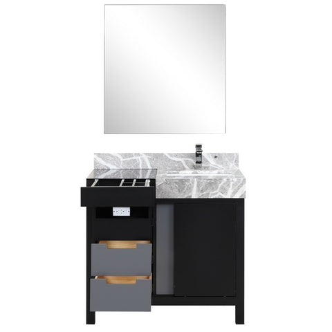 Image of Zilara 36" Black and Grey Vanity Set, Marble Top, Monte Chrome Faucet Set | LZ342236SLISM30FMC
