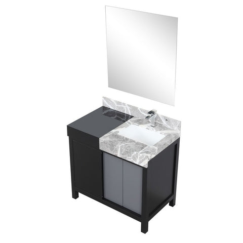 Image of Zilara 36" Black and Grey Vanity Set, Marble Top, Monte Chrome Faucet Set | LZ342236SLISM30FMC
