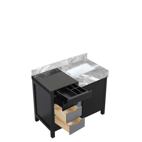 Image of Zilara 42" Black and Grey Vanity, Castle Grey Marble Top | LZ342236SLIS000