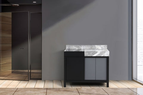 Image of Zilara 42" Black and Grey Vanity, Castle Grey Marble Top | LZ342236SLIS000