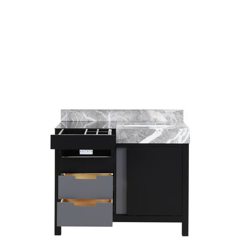 Image of Zilara 42" Black and Grey Vanity, Castle Grey Marble Top | LZ342236SLIS000