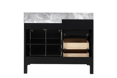 Image of Zilara 42" Black and Grey Vanity, Castle Grey Marble Top, and Balzani Gun Metal Faucet Set | LZ342242SLISFBG