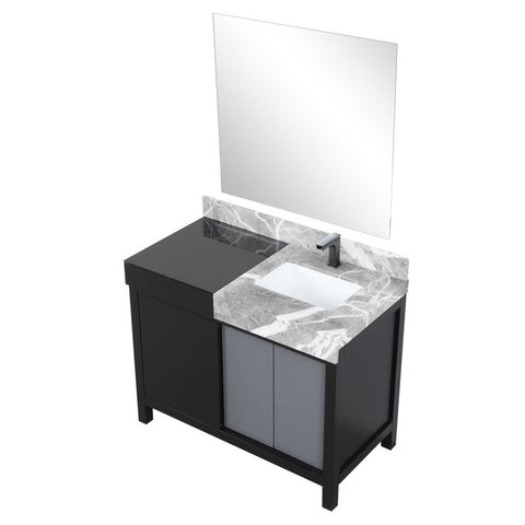 Image of Zilara 42" Black and Grey Vanity Set, Marble Top, Balzani Gun Metal Faucet Set | LZ342242SLISM34FBG