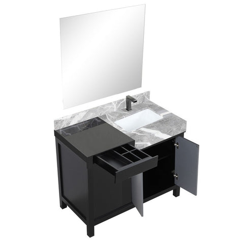 Image of Zilara 42" Black and Grey Vanity Set, Marble Top, Balzani Gun Metal Faucet Set | LZ342242SLISM34FBG