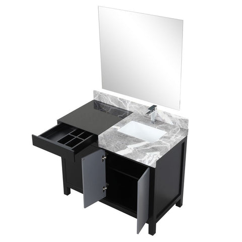 Image of Zilara 42" Black and Grey Vanity Set, Marble Top, Monte Chrome Faucet Set | LZ342242SLISM34FMC
