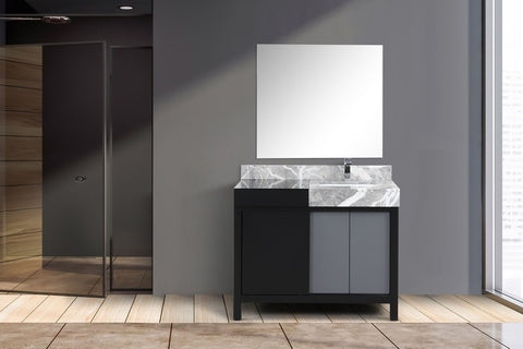 Image of Zilara 42" Black and Grey Vanity Set, Marble Top, Monte Chrome Faucet Set | LZ342242SLISM34FMC
