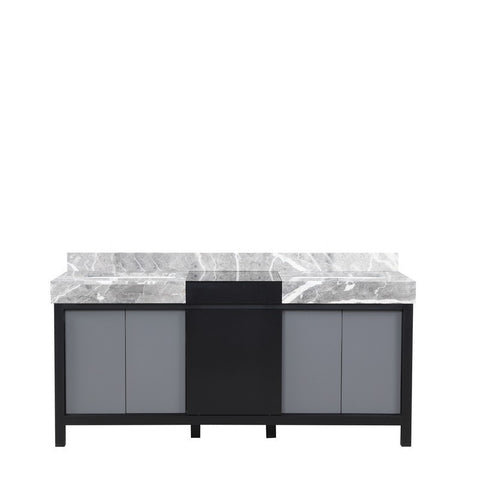 Image of Zilara 72" Black and Grey Double Vanity, Castle Grey Marble Top | LZ342272DLIS000