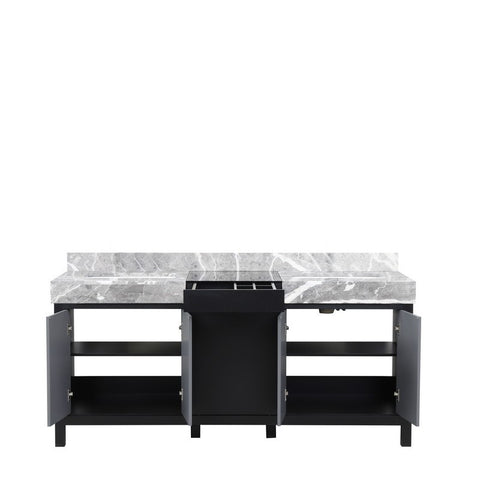 Image of Zilara 72" Black and Grey Double Vanity, Castle Grey Marble Top | LZ342272DLIS000