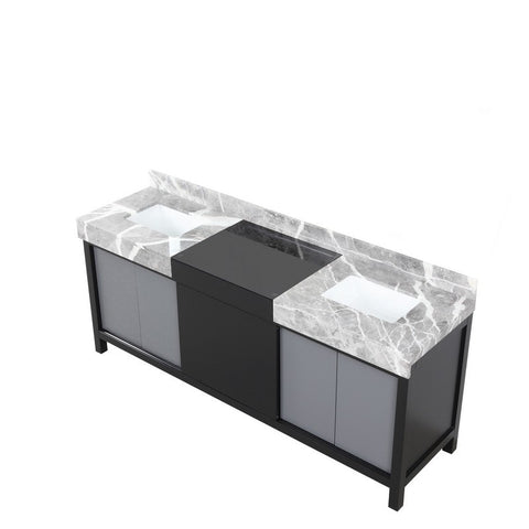Image of Zilara 80" Black and Grey Double Vanity, Castle Grey Marble Top | LZ342280DLIS000