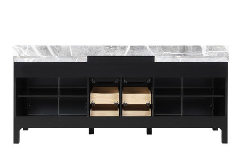 Image of Zilara 80" Black and Grey Double Vanity, Marble Top, and Balzani Gun Metal Faucet Set | LZ342280DLISFBG