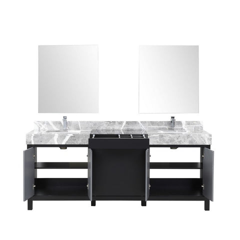 Image of Zilara 80" Black and Grey Double Vanity Set, Marble Top, Monte Chrome Faucet Set | LZ342280DLISM30FMC