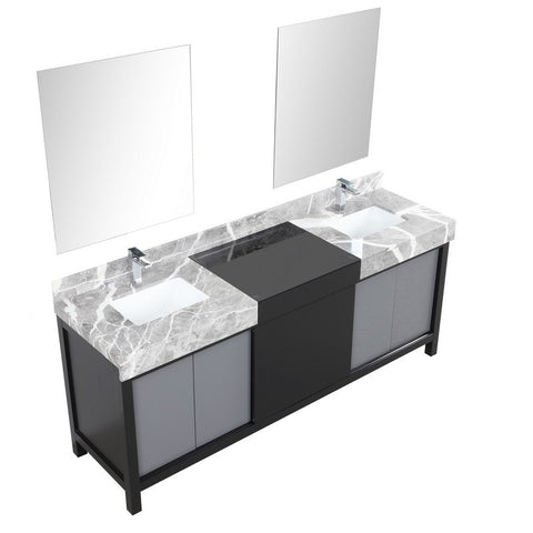 Image of Zilara 80" Black and Grey Double Vanity Set, Marble Top, Monte Chrome Faucet Set | LZ342280DLISM30FMC