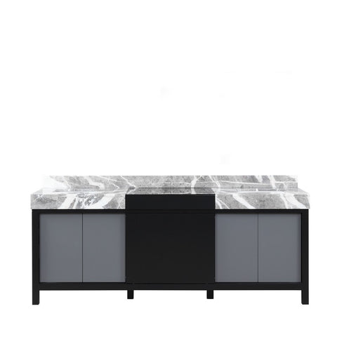 Image of Zilara 84" Black and Grey Double Vanity, Castle Grey Marble Top | LZ342284DLIS000