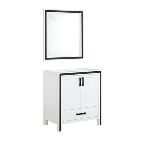 Image of Ziva 30" White Single Vanity, no Top and 28" Mirror | LZV352230SA00M28