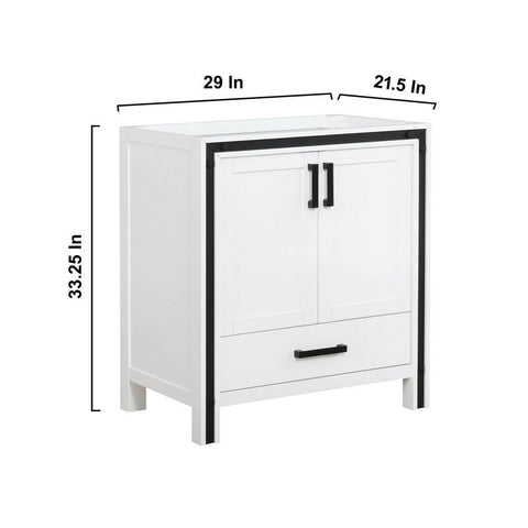 Image of Ziva 30" White Single Vanity, no Top and 28" Mirror | LZV352230SA00M28