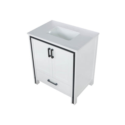 Image of Ziva 30" White Single Vanity, Cultured Marble Top, White Square Sink and no Mirror | LZV352230SAJS000