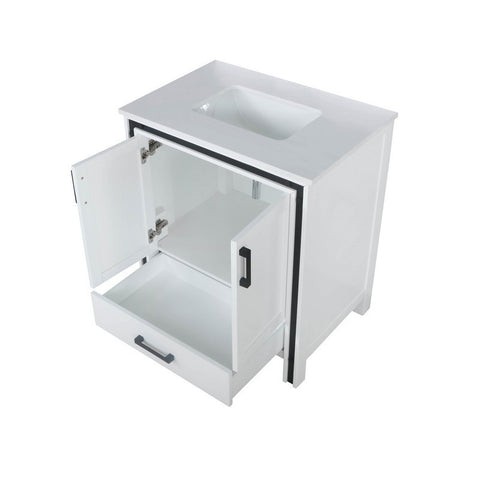 Image of Ziva 30" White Single Vanity, Cultured Marble Top, White Square Sink and no Mirror | LZV352230SAJS000