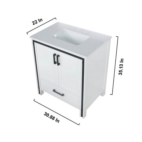 Image of Ziva 30" White Single Vanity, Cultured Marble Top, White Square Sink and no Mirror | LZV352230SAJS000