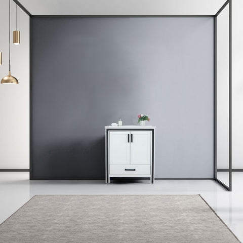 Image of Ziva 30" White Single Vanity, Cultured Marble Top, White Square Sink and no Mirror | LZV352230SAJS000