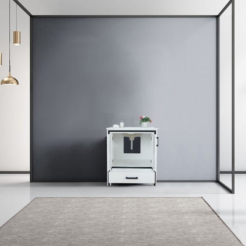 Image of Ziva 30" White Single Vanity, Cultured Marble Top, White Square Sink and no Mirror | LZV352230SAJS000