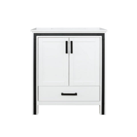 Image of Ziva 30" White Single Vanity, Cultured Marble Top, White Square Sink and no Mirror | LZV352230SAJS000