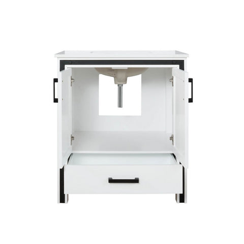 Image of Ziva 30" White Single Vanity, Cultured Marble Top, White Square Sink and no Mirror | LZV352230SAJS000