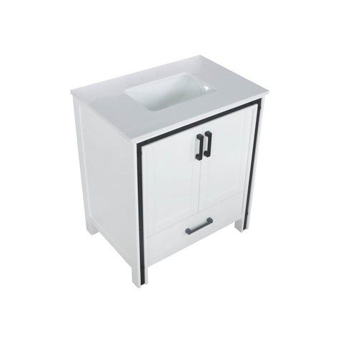 Image of Ziva 30" White Single Vanity, Cultured Marble Top, White Square Sink and no Mirror | LZV352230SAJS000