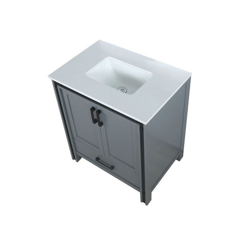 Image of Ziva 30" Dark Grey Single Vanity, Cultured Marble Top, White Square Sink and no Mirror | LZV352230SBJS000