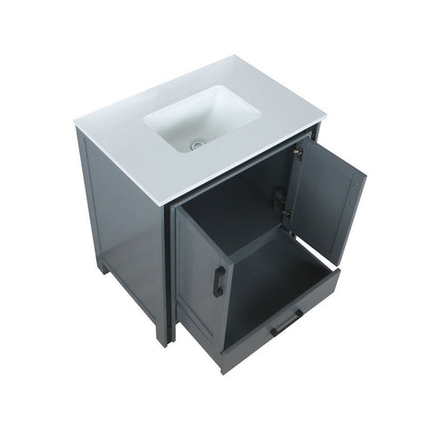 Image of Ziva 30" Dark Grey Single Vanity, Cultured Marble Top, White Square Sink and no Mirror | LZV352230SBJS000