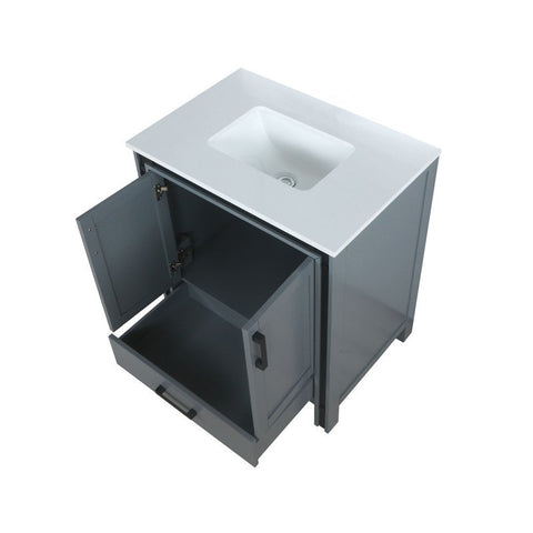 Image of Ziva 30" Dark Grey Single Vanity, Cultured Marble Top, White Square Sink and no Mirror | LZV352230SBJS000