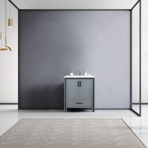 Image of Ziva 30" Dark Grey Single Vanity, Cultured Marble Top, White Square Sink and no Mirror | LZV352230SBJS000