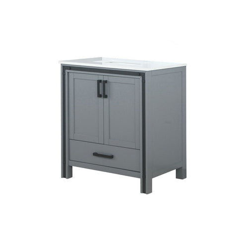 Image of Ziva 30" Dark Grey Single Vanity, Cultured Marble Top, White Square Sink and no Mirror | LZV352230SBJS000