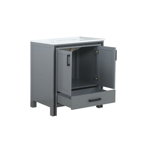 Image of Ziva 30" Dark Grey Single Vanity, Cultured Marble Top, White Square Sink and no Mirror | LZV352230SBJS000