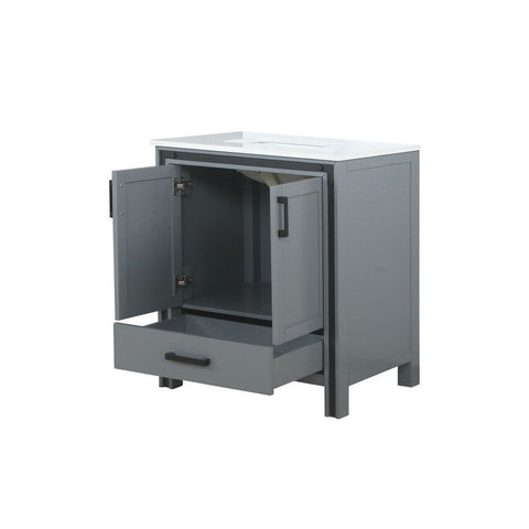 Image of Ziva 30" Dark Grey Single Vanity, Cultured Marble Top, White Square Sink and no Mirror | LZV352230SBJS000