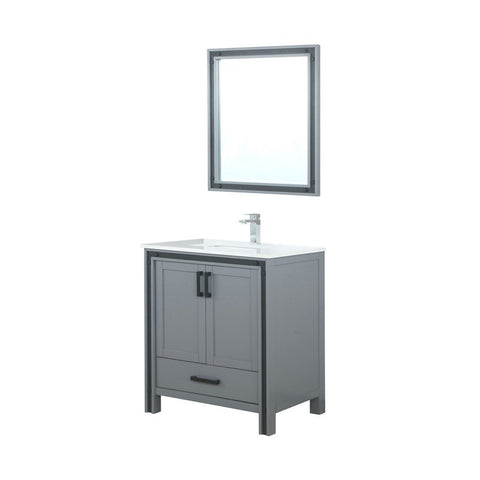 Image of Ziva 30" Dark Grey Single Vanity Set, Cultured Marble Top | LZV352230SBJSM28F