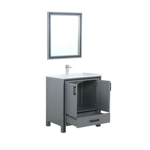 Image of Ziva 30" Dark Grey Single Vanity Set, Cultured Marble Top | LZV352230SBJSM28F
